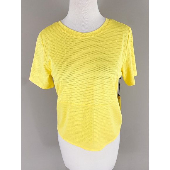 Tail Activewear Yellow Twist Back Hem Short Sleeve Crop Top Aspen Large NEW - Picture 2 of 3